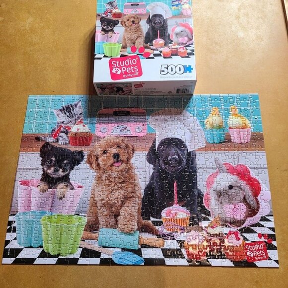Sure Lox Myrna Studio Pets Cupcakes Jigsaw Puzzle 500 Pc Verified Complete 19x13 - Picture 3 of 8